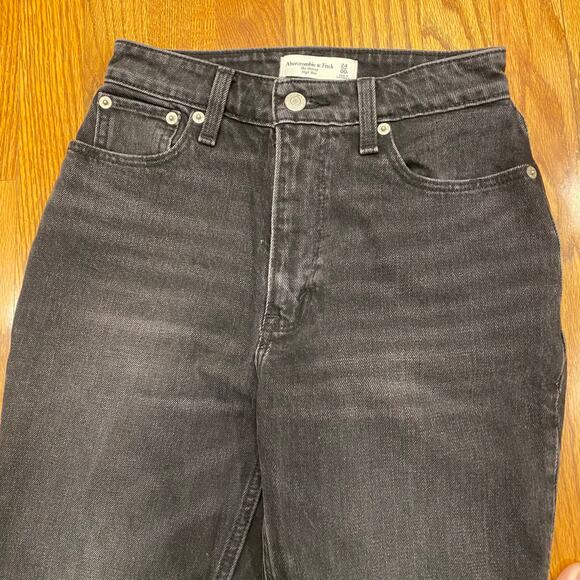 Abercrombie & Fitch The Skinny High Rise Jeans Black Raw Hem Distressed 24 00 - Picture 8 of 8